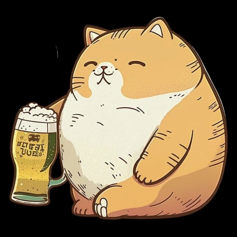 Drôle de gros chat dégustant une grosse bière