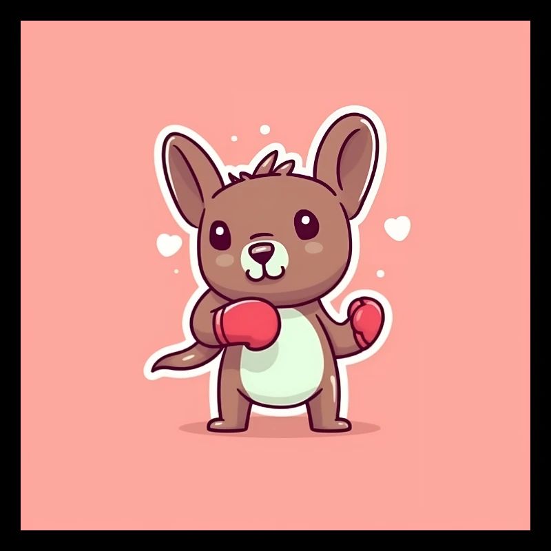 Cute kangaroo with box gloves