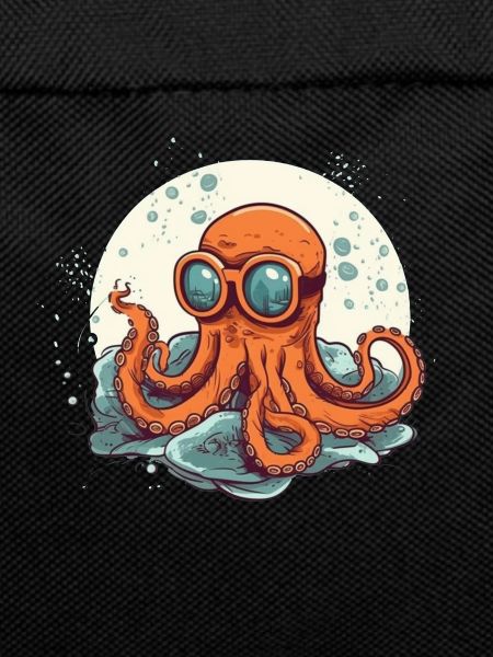 Nerdy Comic Octopus with Glasses