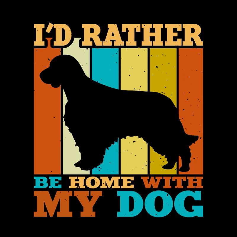 Welsh Springer Spaniel Dog Silhouette Retro Sunset