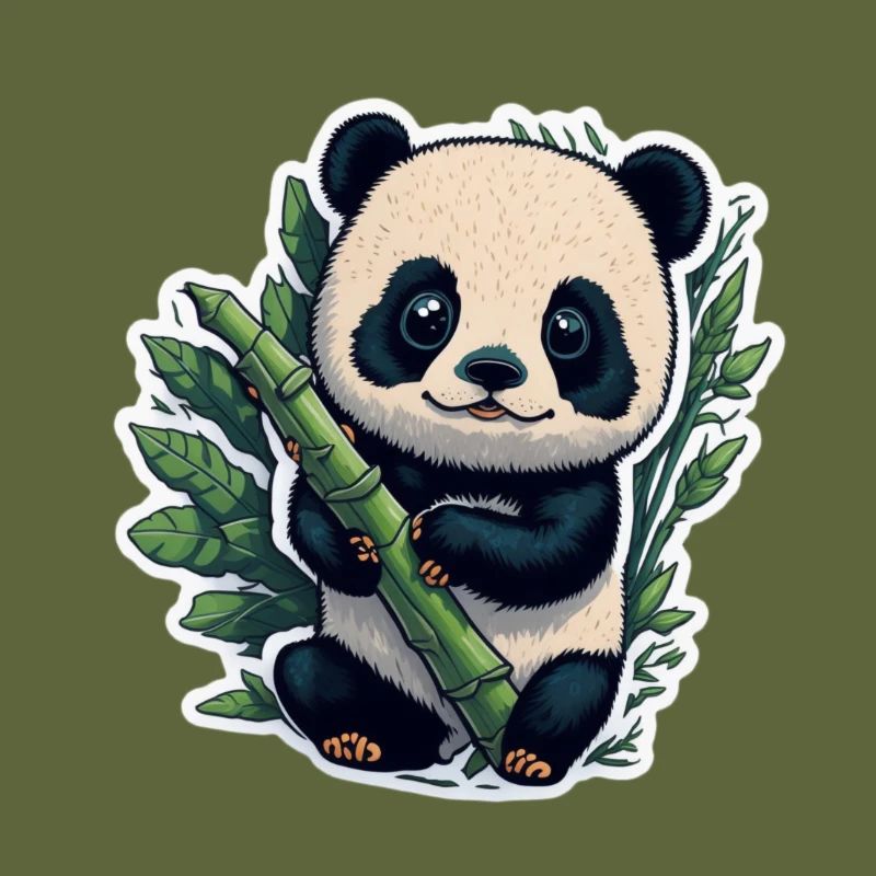 Panda mignon avec bambou