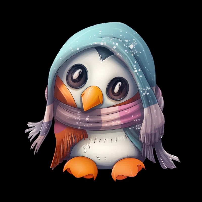 Freezing penguin with scarf