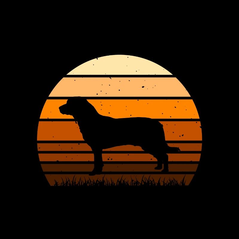 Entlebucher Sennenhund Silhouette Retro Sunset
