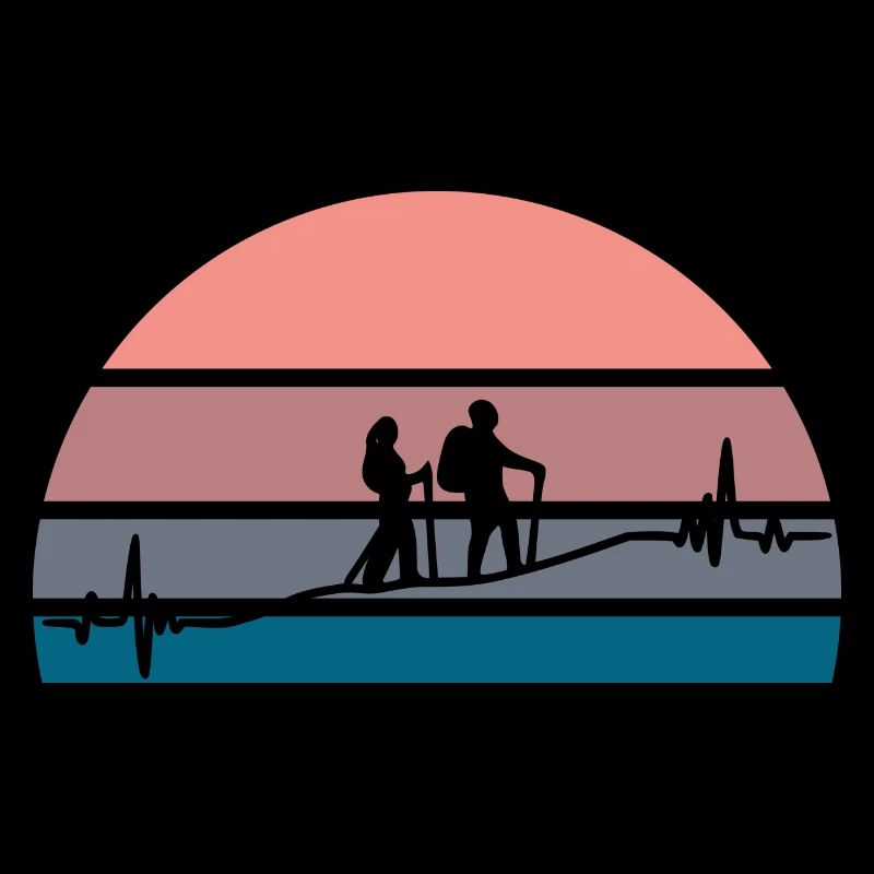 Hiking heartbeat sunset
