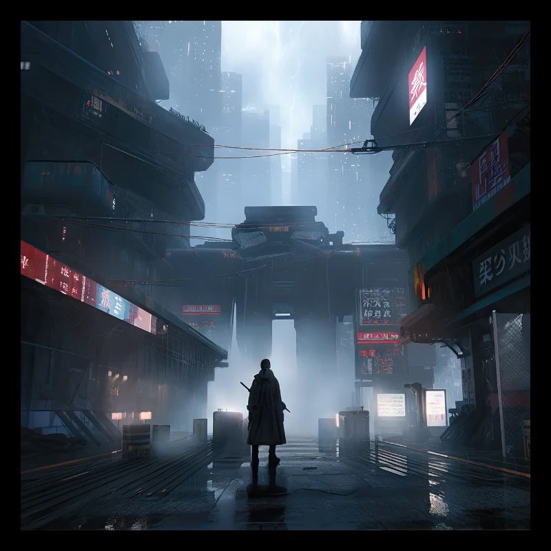 Shadow Ronin: Samurai-Silhouette im Regen