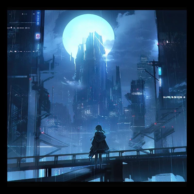 Shadowed Serenity: Anime-Silhouette eines Mädchens