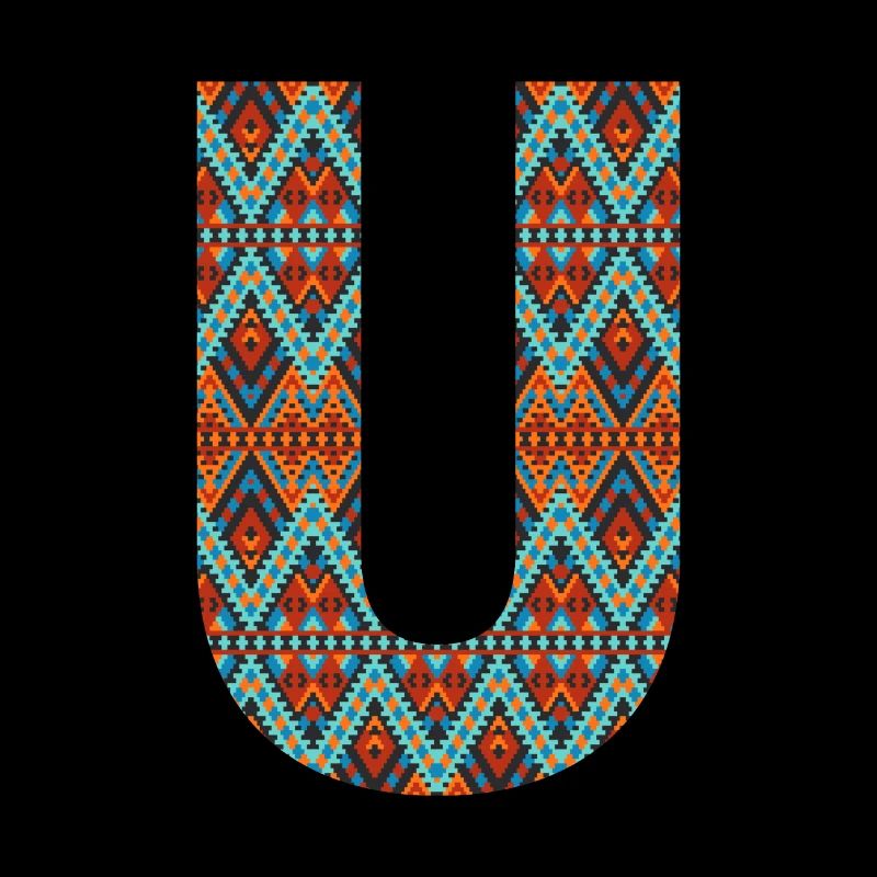 Letter U- boho design, Colorful monogram