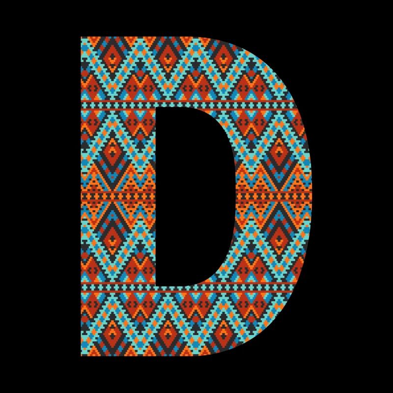 Letter D- boho design, Colorful monogram