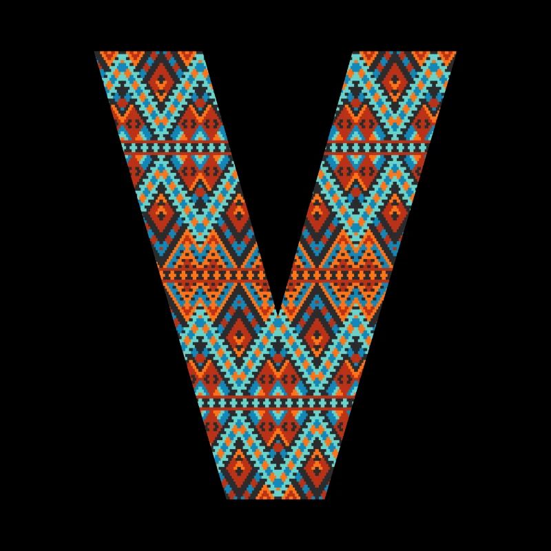 Buchstabe V- Boho-Design, buntes Monogramm
