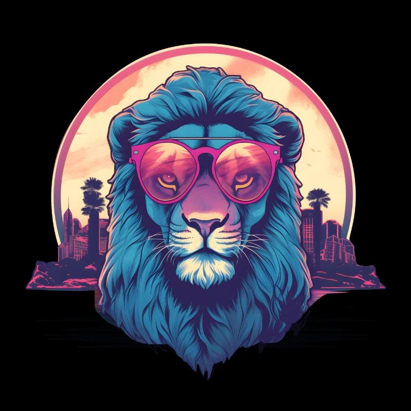 Synthwave Lion Sunset