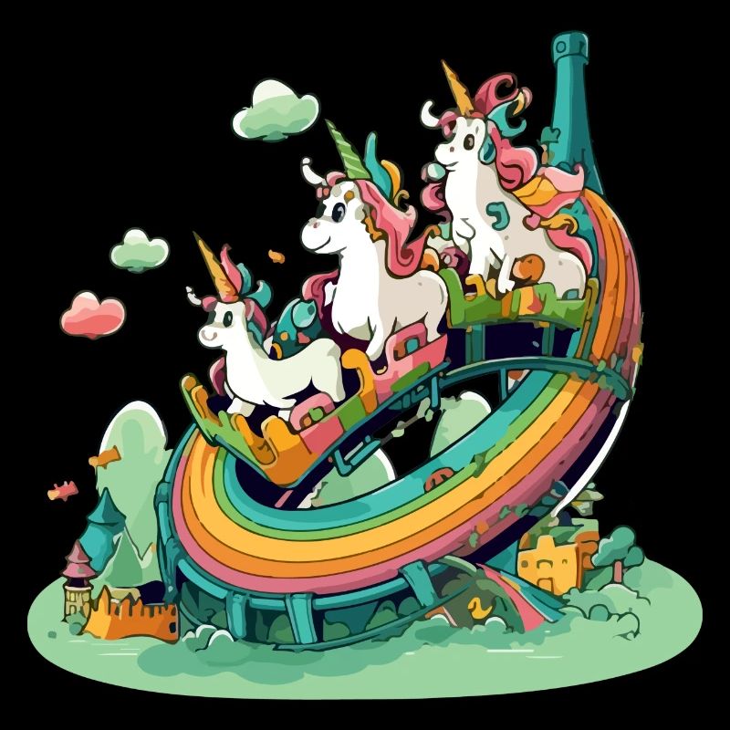 Unicorns in rainbow land