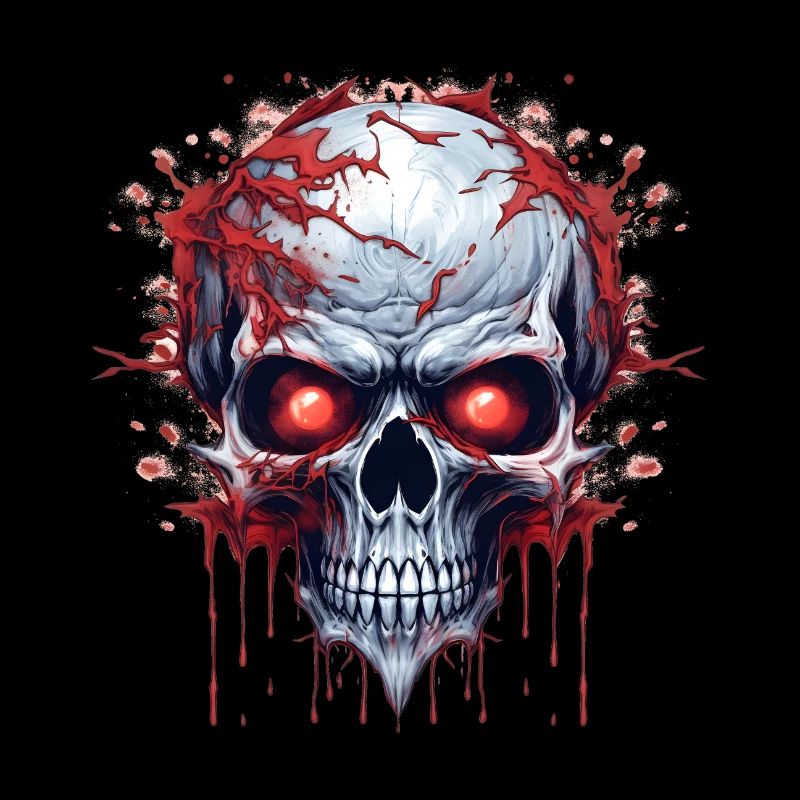 Dämonischer Totenkopf mit roten Augen