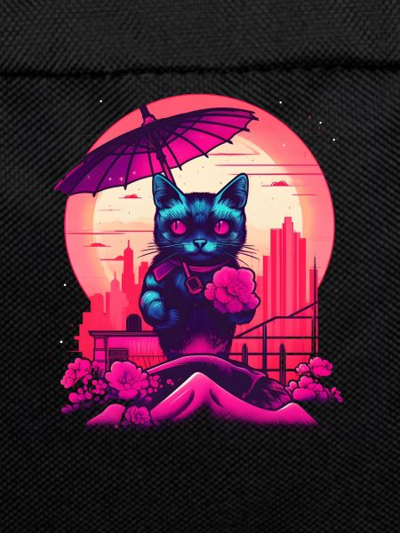 Synthwave japan Cat with umbrella