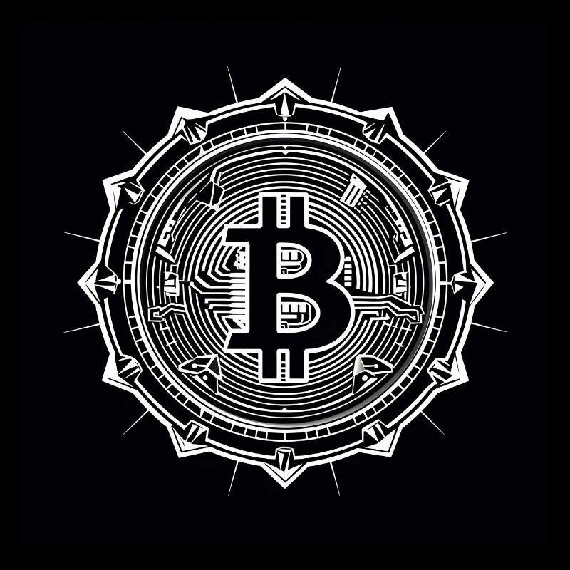 Modern black white bitcoin logo