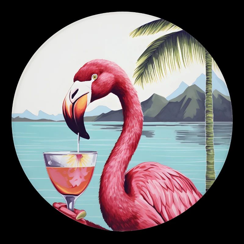 Flamingo mit Cocktail