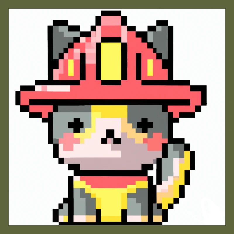 Pompier chat, Uniforme, Pixel Art
