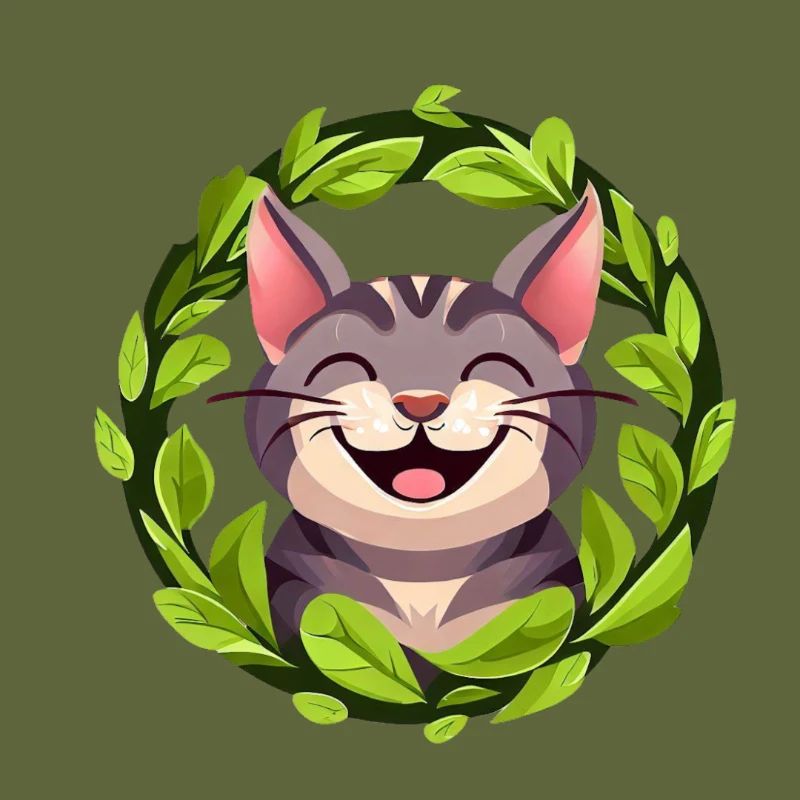 Chat dans un cercle de feuilles