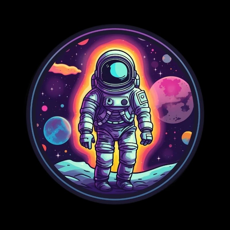 Retro Space Doodle: Astronaut Adventure