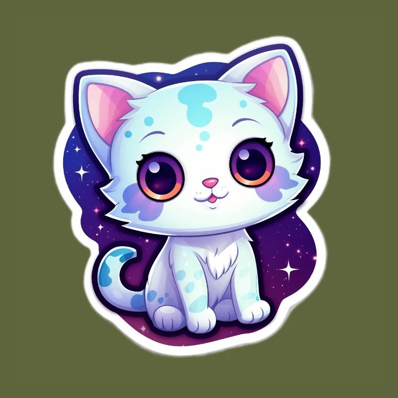 Mignon chat de dessin animé flottant dans l’espace