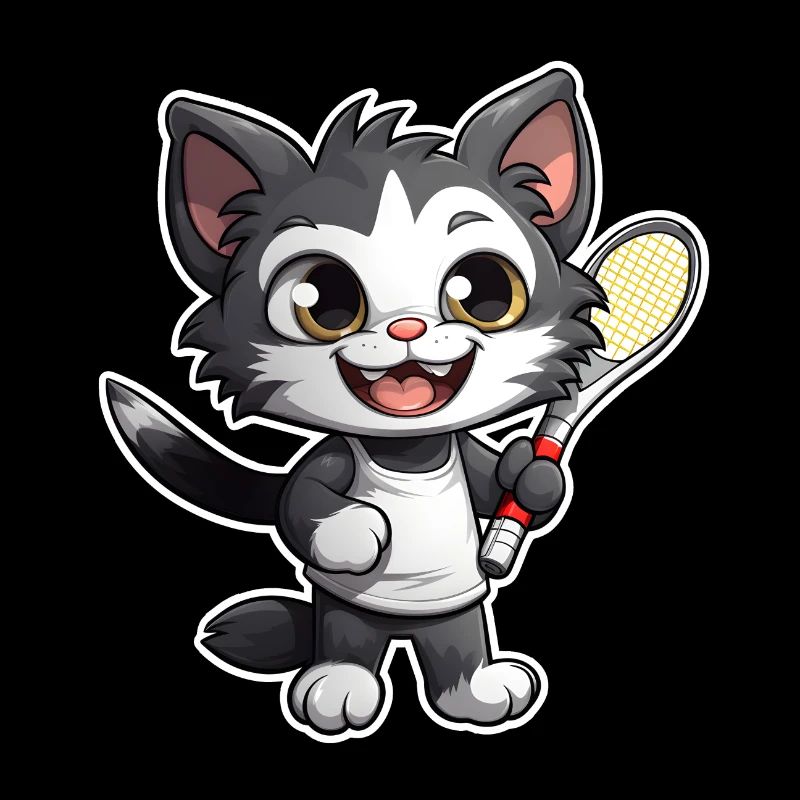 Cat playing tennis