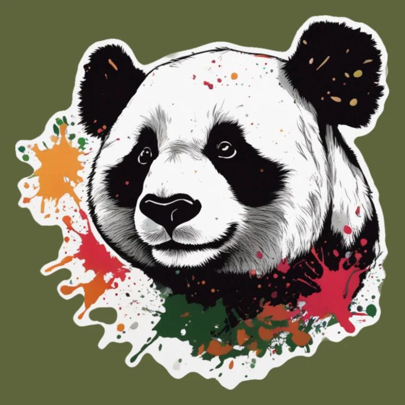 Panda géant avec éclaboussures de peinture