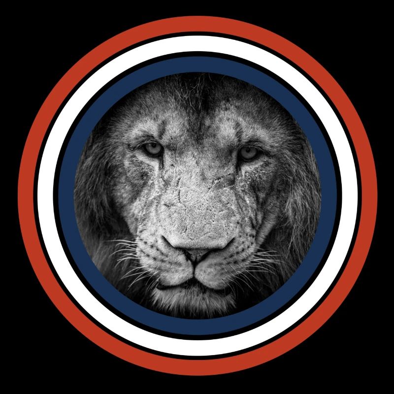 Lion circles red white blue