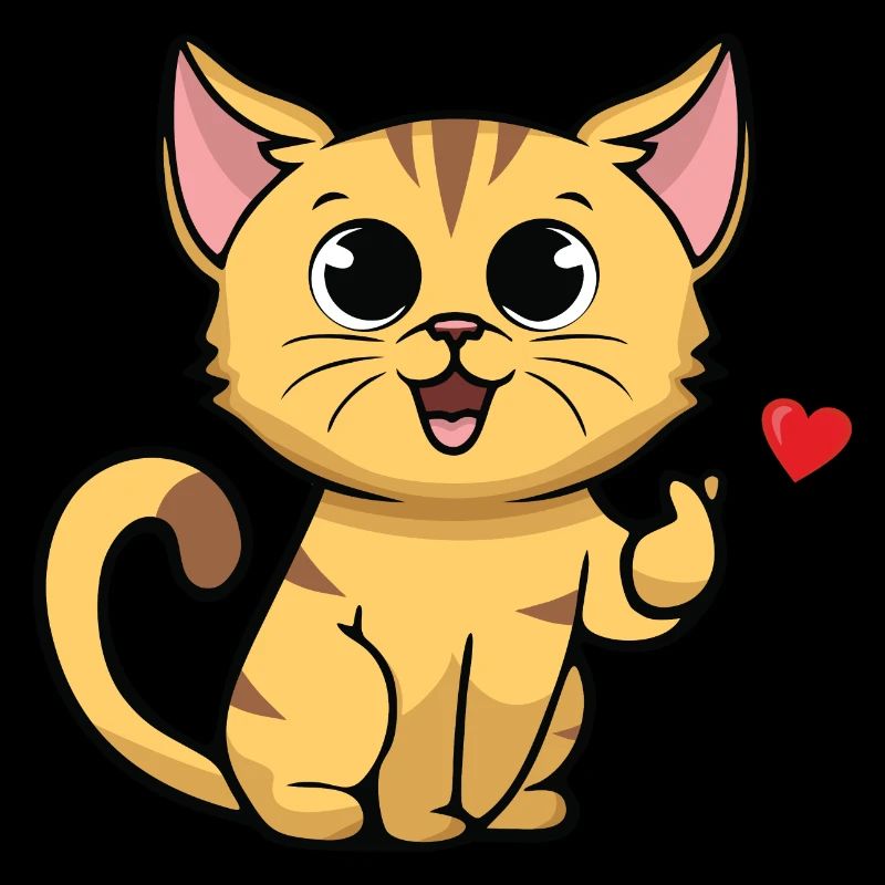 Cute cat with heart sign