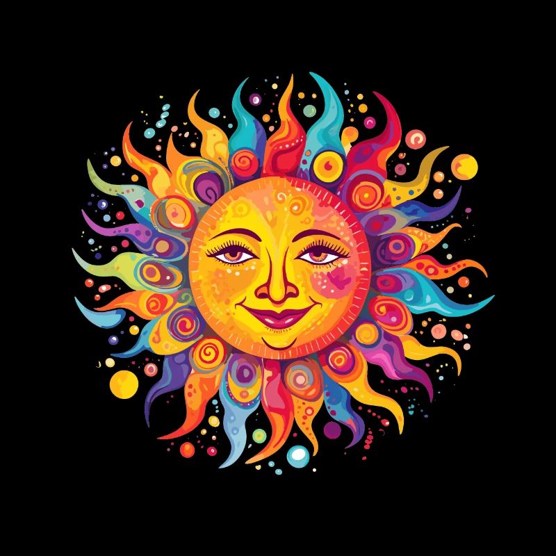 Le soleil coloré et amical