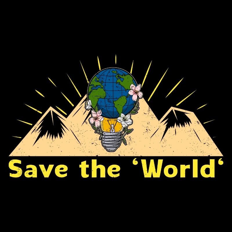 Save the world Umweltschutz Berge Lampe Erde