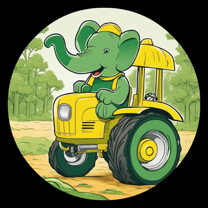 Elefant auf Traktor