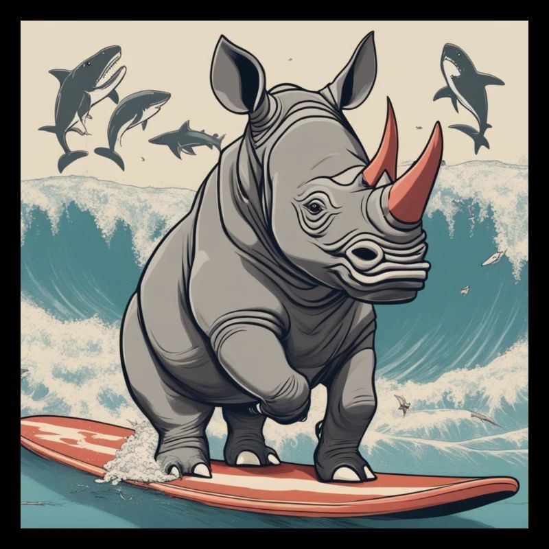 Rhino on a board