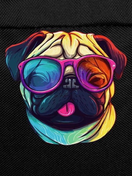 Mops Hund mit bunter Sonnenbrille