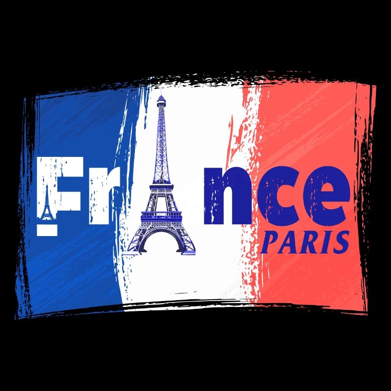 France Paris avec drapeau français et Tour Eiffel