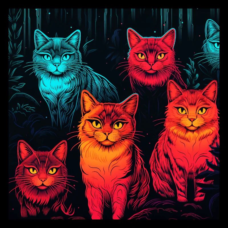 Neon neon style cat pattern