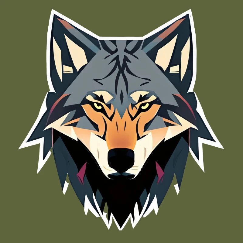 grey wolf face vector look geometric proud strong