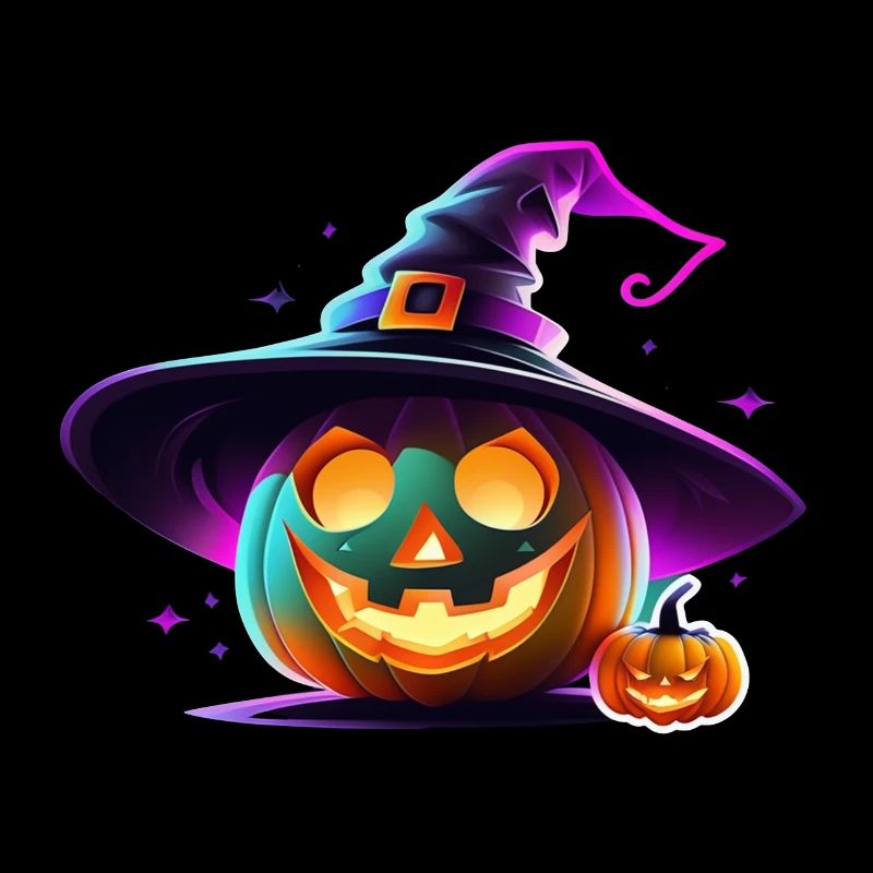 Halloween - Pumpkin Neon Witch Hat