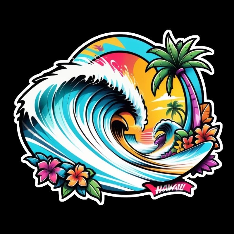 Surfing Beach Palm Tree Sunshine Holidays