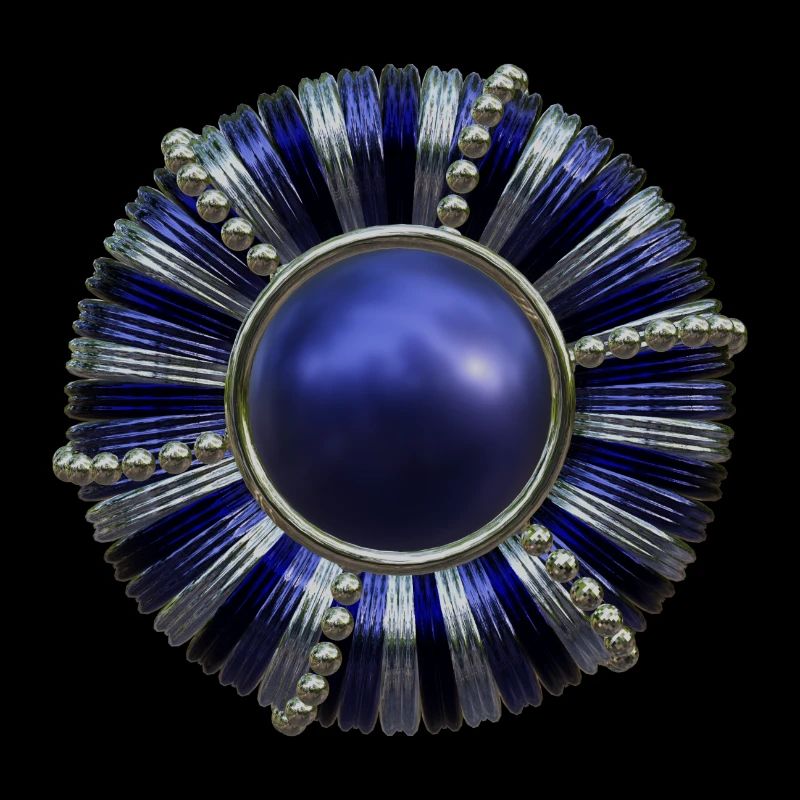 Button blue with pearls