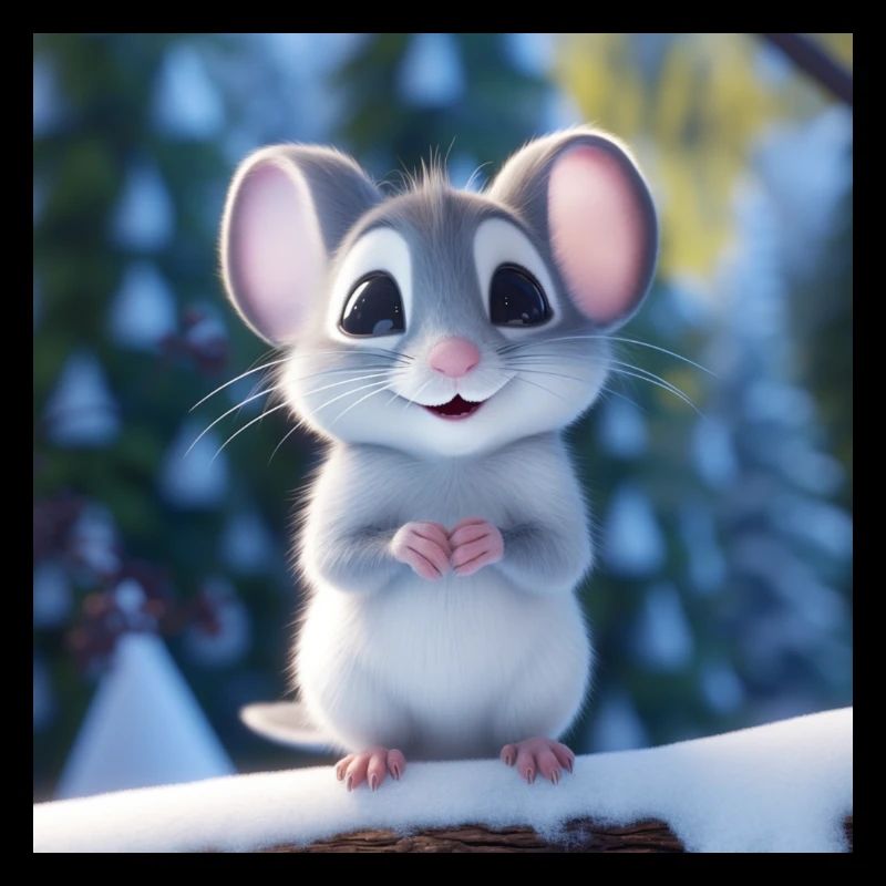Cute mouse in winter time