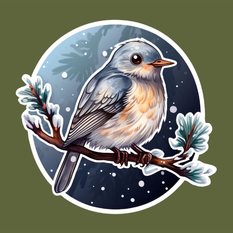 Oiseau mignon en hiver