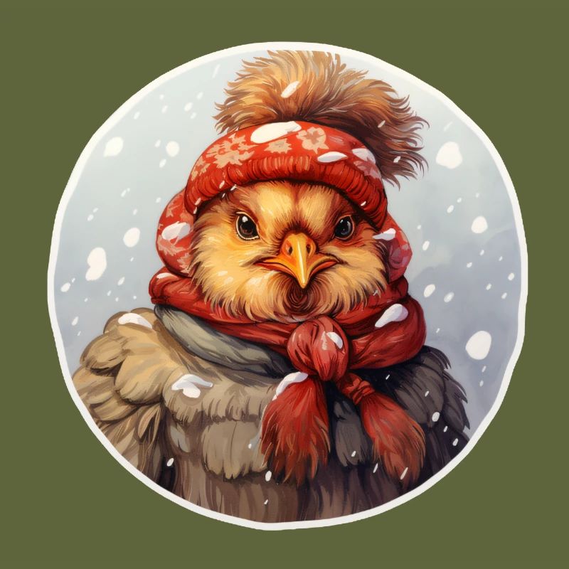Chicks in snowfall