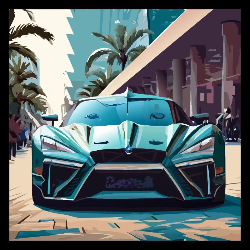 Voiture spatiale bleue à Miami (Miami Collection)