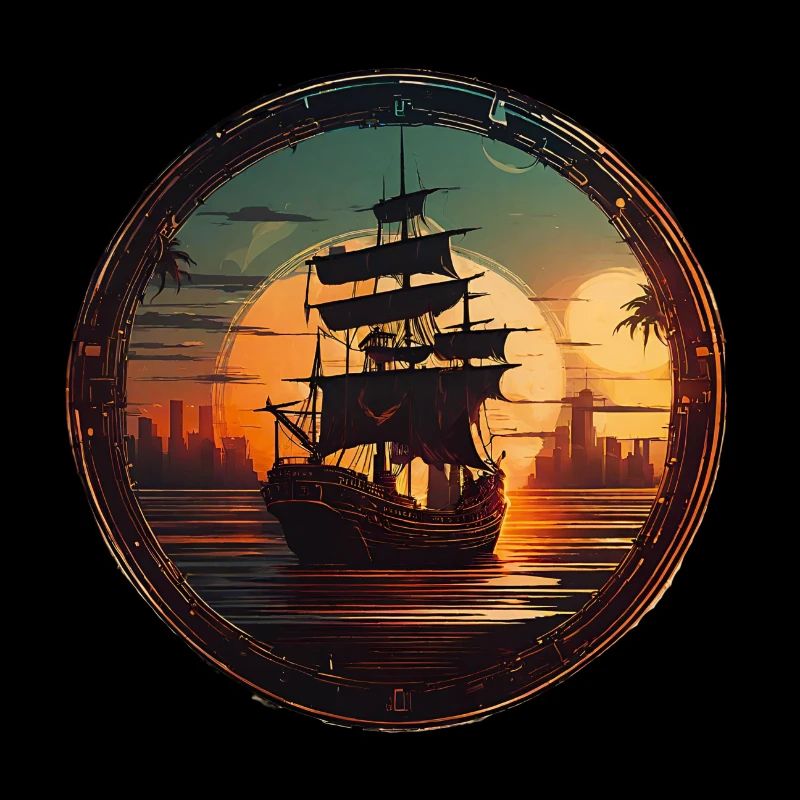 Beau bateau pirate dans de belles couleurs