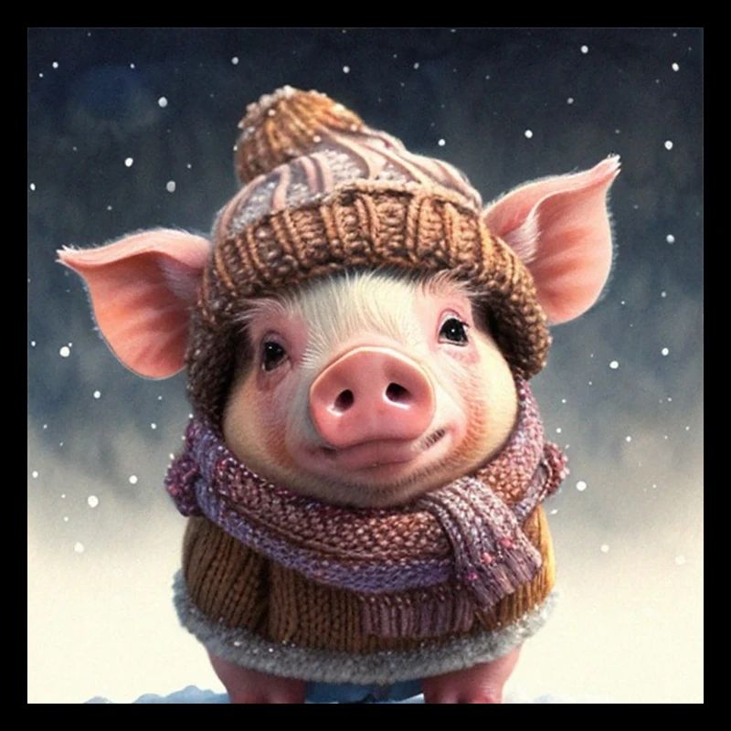 cute dressed up Winter Piglet