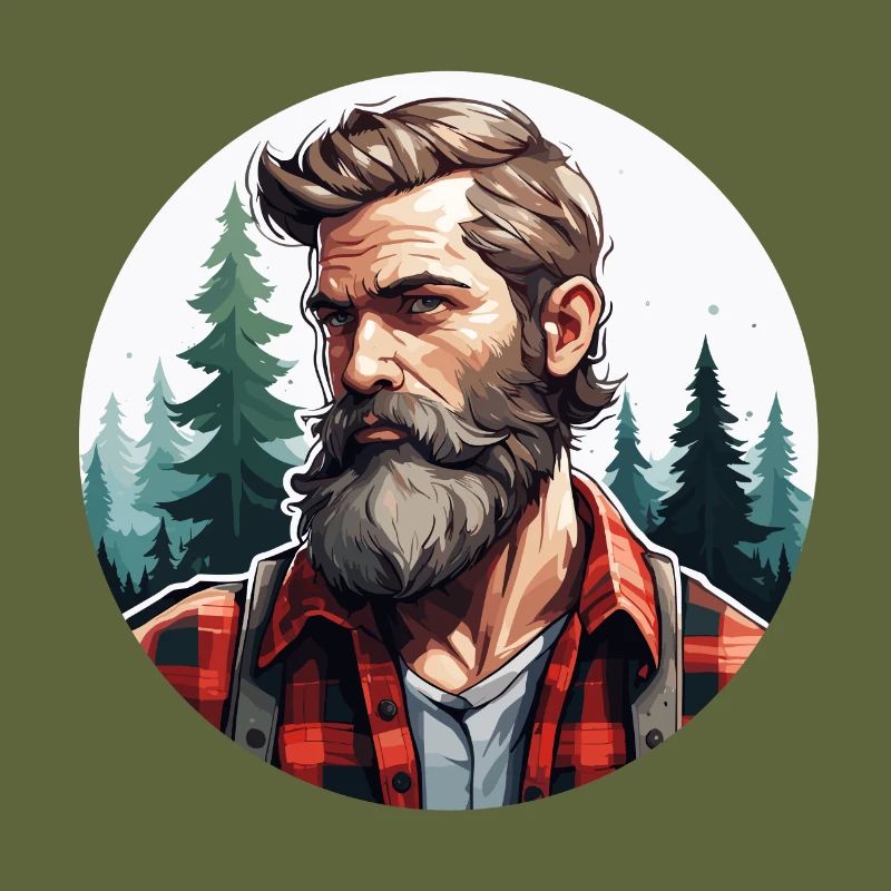 Lumberjack / Man / Beard / Forest / Shirt / Tree