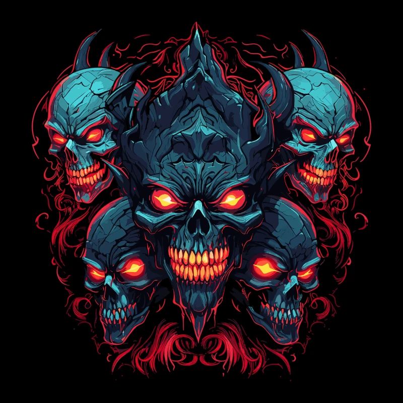 Abstract Devil Satan Skeleton Demons