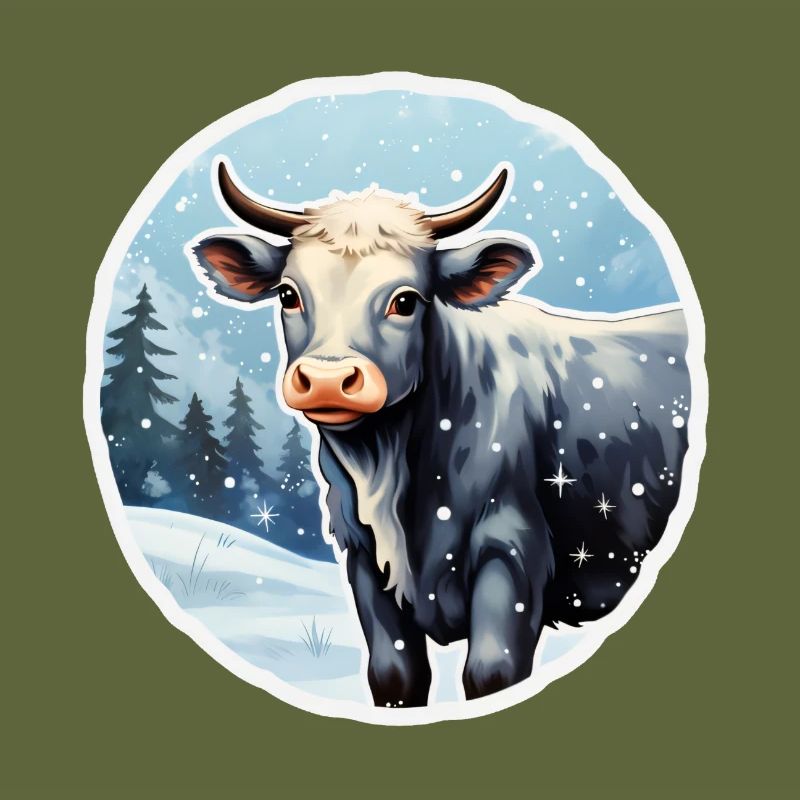 Cattle on a wintry alpine pasture