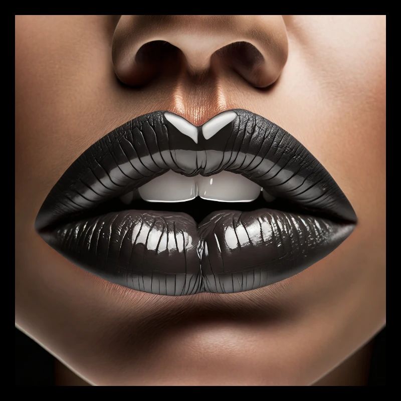 nice female lips black lipstick comic drawing