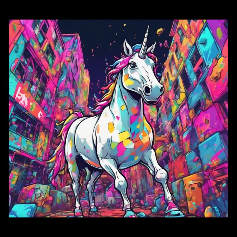 techno multi coloured unicorn