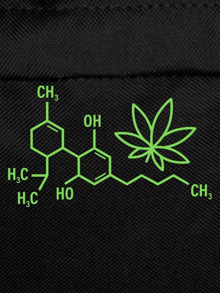 THC-Formel mit Cannabisblättern